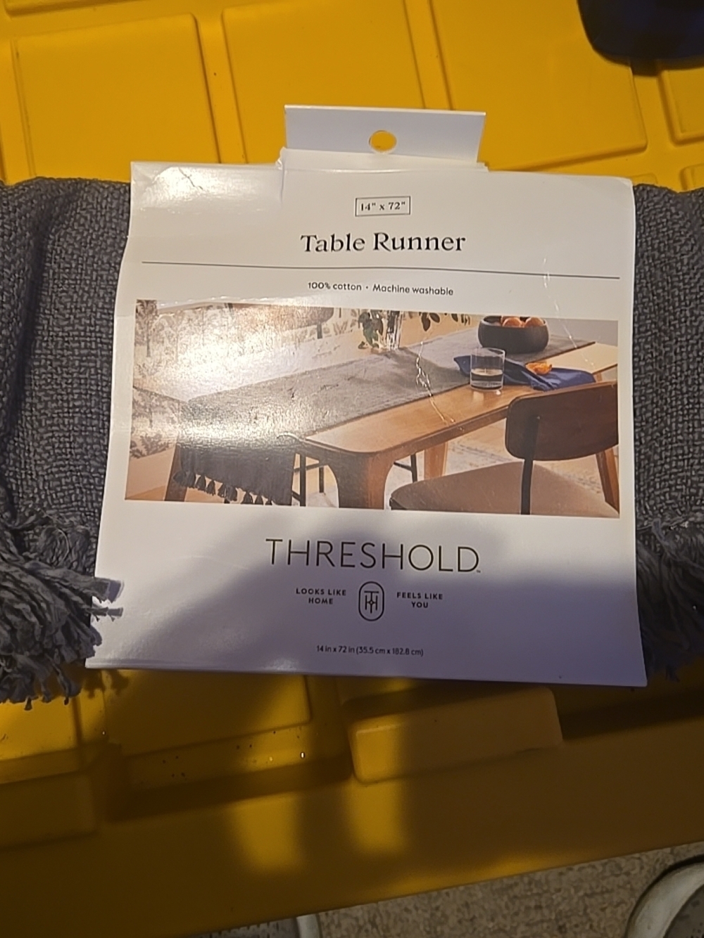 Threshold Gray Cotton Fringe Table Runner